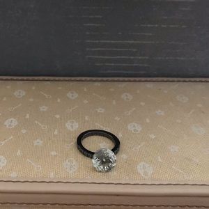 .925 Sterling Gunmetal Emporio Armani Green Ring